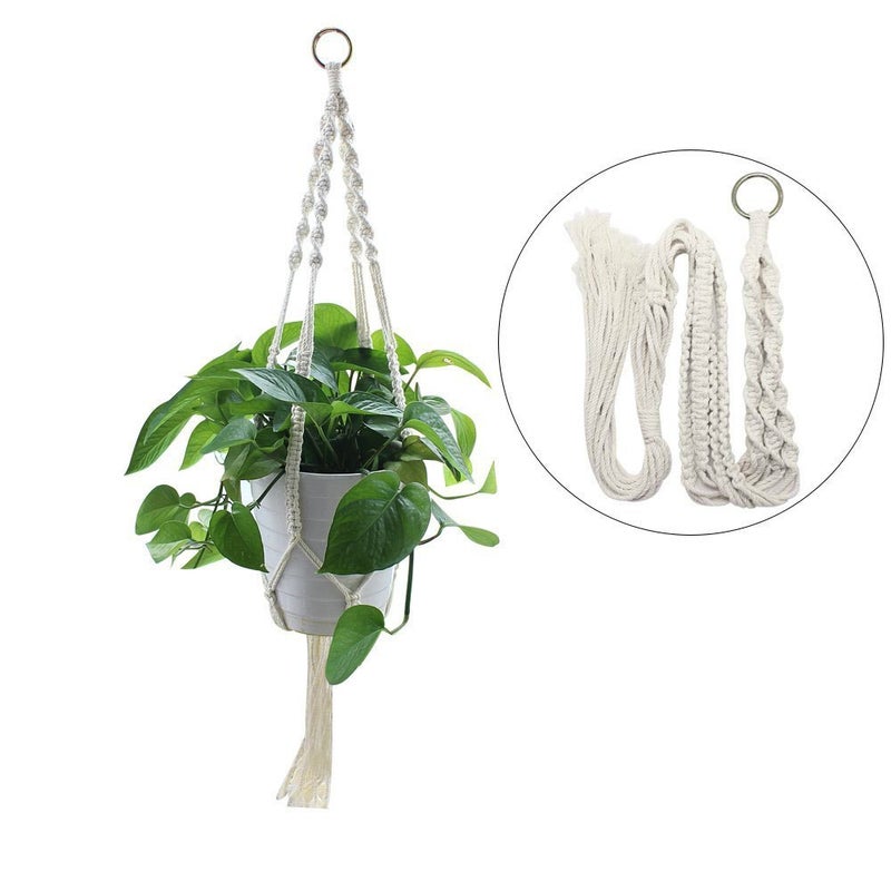 WIWAPLEX Macrame Plant Hanger, 2 Pack Plant Hanger, Cotton Rope Plant Hangers Indoor Outdoor, 4 Legs Plant Hanger Brackets, Flower Pot Hanging Plant Holder for Home Decorations (White) (40 Inch) - Image 2